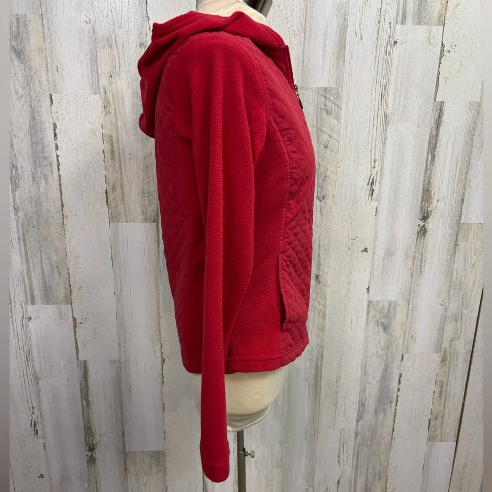 Columbia Red‎ Quilted Hooded Zip Front Jacket